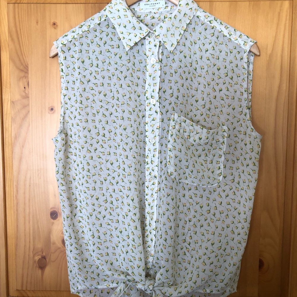 Equipment Silk chiffon tie front sleeveless blouse